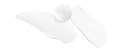 disposición de dos franjas de crema blanca y una cuenta blanca