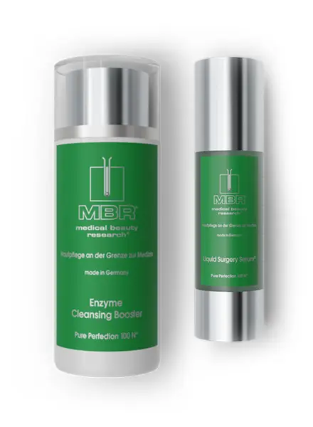 product arrangement of enzyme cleansing booster and liquid surgery serum - pure perfection 100 N collection